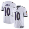 Men’s Baltimore Ravens #10 Emory Jones White Vapor Limited Football Jersey