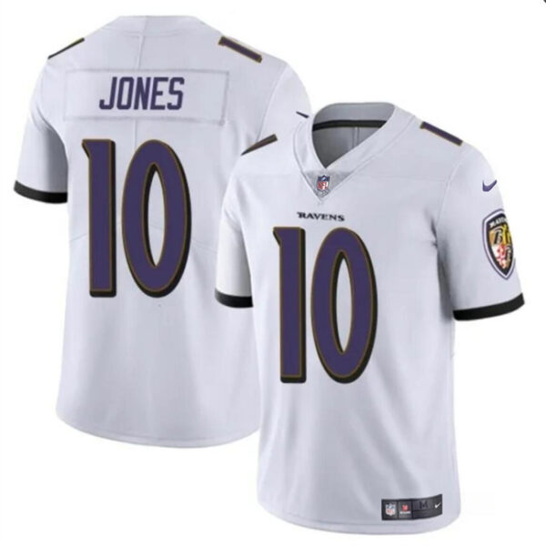 Men’s Baltimore Ravens #10 Emory Jones White Vapor Limited Football Jersey