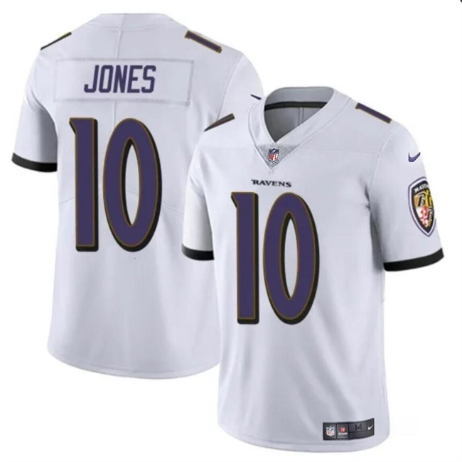 Men’s Baltimore Ravens #10 Emory Jones White Vapor Limited Football Jersey