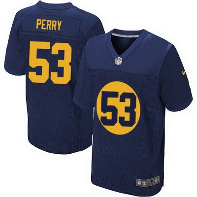 Men’s Green Bay Packers #53 Nick Perry Navy Blue Alternate NFL Nike Elite Jersey
