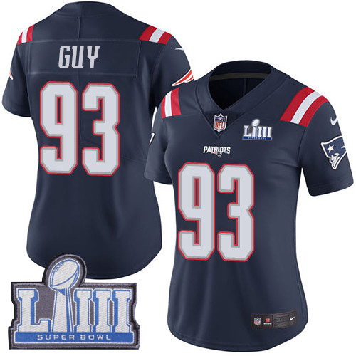 #93 Limited Lawrence Guy Navy Blue Nike NFL Women’s Jersey New England Patriots Rush Vapor Untouchable Super Bowl LIII Bound