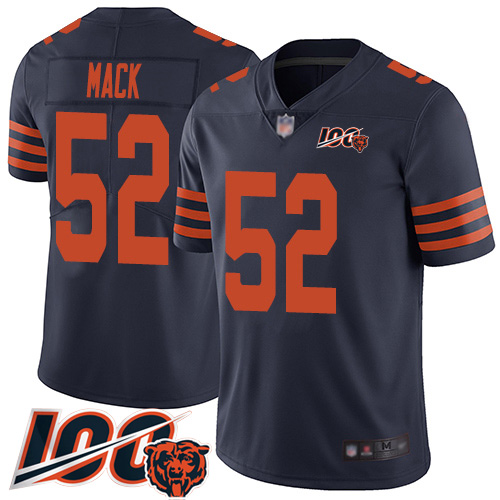 Bears #52 Khalil Mack Navy Blue Alternate Men’s Stitched Football 100th Season Vapor Limited Jersey