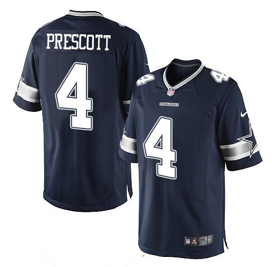 Men’s Dallas Cowboys #4 Dak Prescott Navy Blue Team Color Stitched NFL Nike Game Jersey