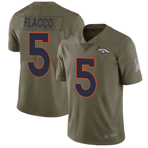Men’s Denver Broncos #5 Joe Flacco Olive Stitched Football Limited 2017 Salute To Service Jersey