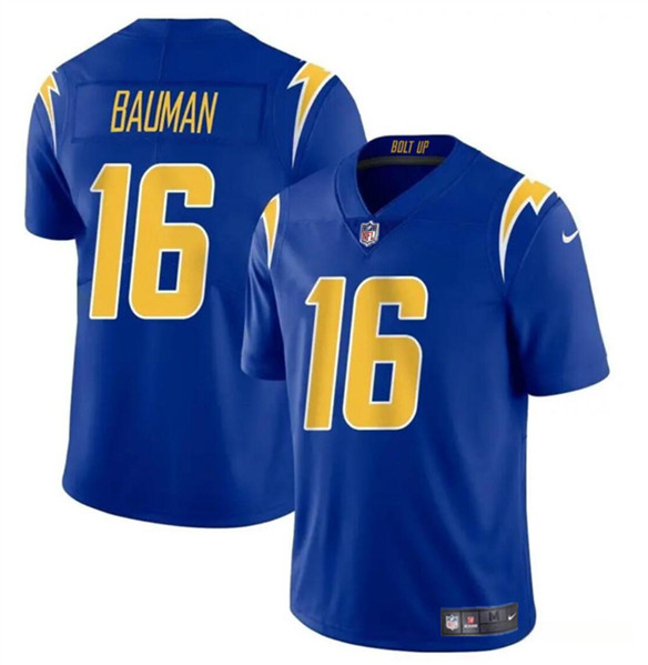 Men’s Los Angeles Chargers #16 Casey Bauman Royal 2024 Vapor Limited Football Stitched Jersey