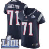 #71 Elite Danny Shelton Navy Blue Nike NFL Home Men’s Jersey New England Patriots Vapor Untouchable Super Bowl LIII Bound