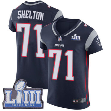 #71 Elite Danny Shelton Navy Blue Nike NFL Home Men’s Jersey New England Patriots Vapor Untouchable Super Bowl LIII Bound