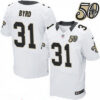 Men’s New Orleans Saints #31 Jairus Byrd White 50th Season Patch Stitched NFL Nike Elite Jersey