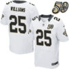 Men’s New Orleans Saints #25 P. J. Wlilliams White 50th Season Patch Stitched NFL Nike Elite Jersey