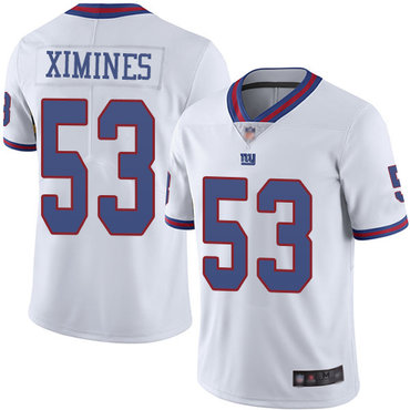 Giants #53 Oshane Ximines White Men’s Stitched Football Limited Rush Jersey