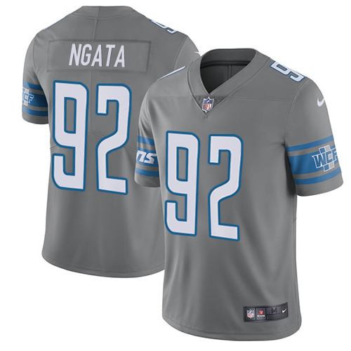 Nike Lions #92 Haloti Ngata Gray Men’s Stitched NFL Limited Rush Jersey
