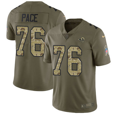 Nike Rams #76 Orlando Pace Olive Camo Men’s Stitched NFL Limited 2017 Salute To Service Jersey