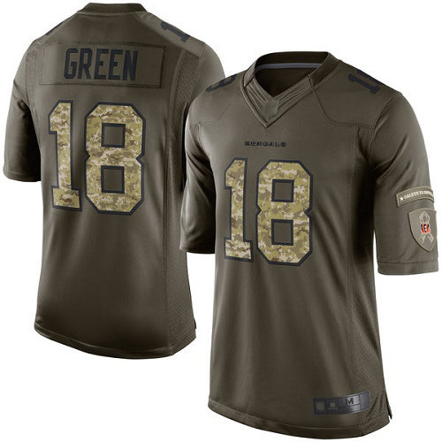 Bengals #18 A.J. Green Green Men’s Stitched Football Limited 2015 Salute to Service Jersey