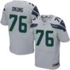 Men’s Seattle Seahawks #76 Russell Okung Gray Alternate NFL Nike Elite Jersey