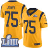 #75 Limited Deacon Jones Gold Nike NFL Men’s Jersey Los Angeles Rams Rush Vapor Untouchable Super Bowl LIII Bound