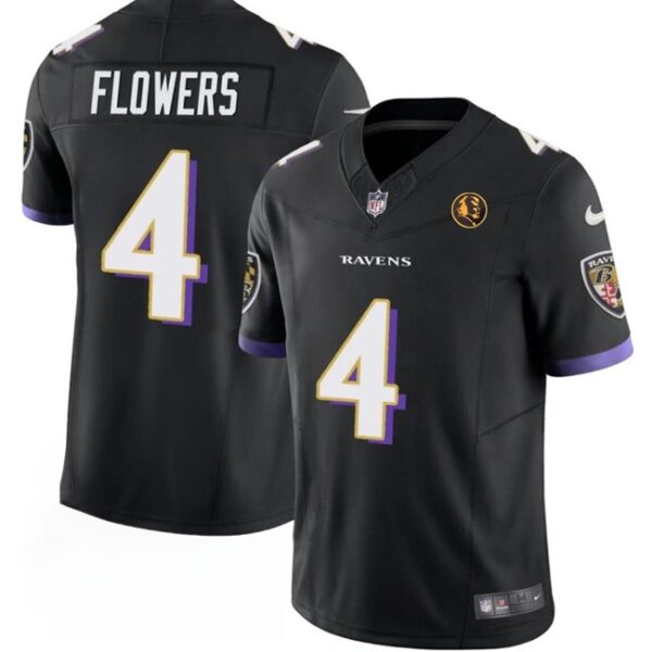 Men’s Baltimore Ravens #4 Zay Flowers Black 2023 F.U.S.E. With John Madden Patch Vapor Limited Football Stitched Jersey