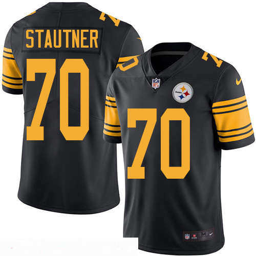 Men’s Pittsburgh Steelers #70 Ernie Stautner Retired Black 2016 Color Rush Stitched NFL Nike Limited Jersey
