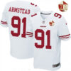 Men’s San Francisco 49ers #91 Arik Armstead White 70th Anniversary Patch Stitched NFL Nike Elite Jersey