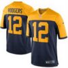 Men’s Green Bay Packers #12 Aaron Rodgers Navy Blue Gold Alternate NFL Nike Game Jersey