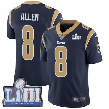 Men’s Los Angeles Rams #8 Brandon Allen Navy Blue Nike NFL Home Vapor Untouchable Super Bowl LIII Bound Limited Jersey