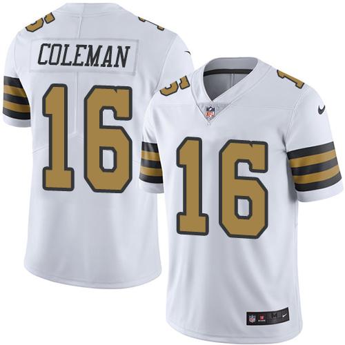 Nike Saints #16 Brandon Coleman White Men’s Stitched NFL Limited Rush Jersey