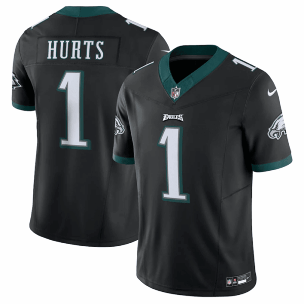 Men’s Philadelphia Eagles #1 Jalen Hurts Black 2023 F.U.S.E. Vapor Untouchable Limited Stitched Football Jersey