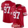 Men’s San Francisco 49ers #97 Nick Bosa Red 2023 F.U.S.E. With 2-star C Ptach And NFC West Champions Patch Football Stitched Jersey