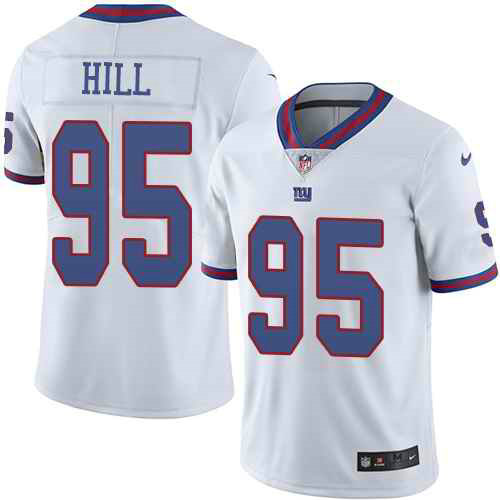 Nike New York Giants #95 B.J. Hill White Men’s Stitched NFL Limited Rush Jersey