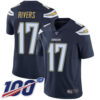 Chargers #17 Philip Rivers Navy Blue Team Color Men’s Stitched Football 100th Season Vapor Limited Jersey