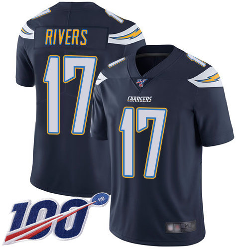 Chargers #17 Philip Rivers Navy Blue Team Color Men’s Stitched Football 100th Season Vapor Limited Jersey