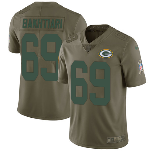 Nike Green Bay Packers #69 David Bakhtiari Olive Men’s Stitched NFL Limited 2017 Salute To Service Jersey