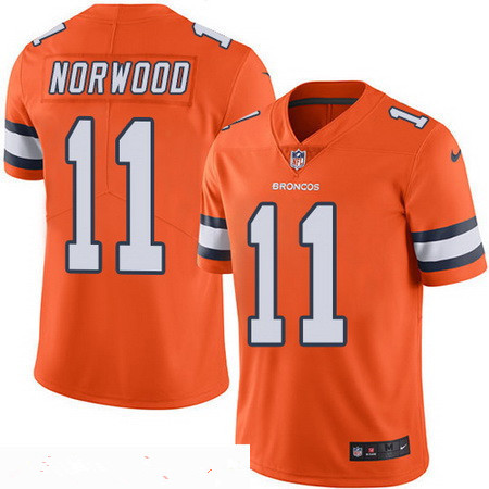 Men’s Denver Broncos #11 Jordan Norwood Orange 2016 Color Rush Stitched NFL Nike Limited Jersey