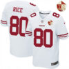 Men’s San Francisco 49ers #80 Jerry Rice White 70th Anniversary Patch Stitched NFL Nike Elite Jersey