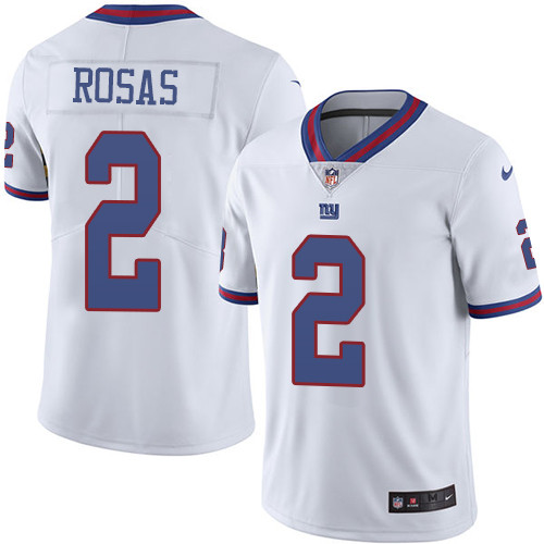 Nike Giants #2 Aldrick Rosas White Men’s Stitched NFL Limited Rush Jersey
