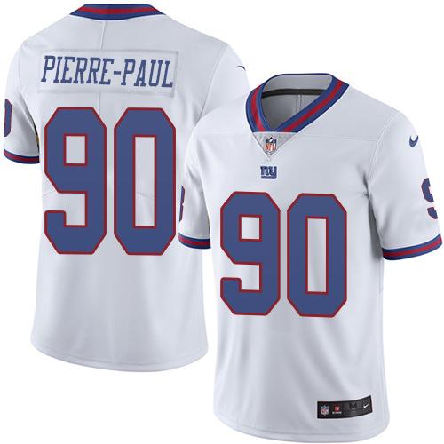 Nike Giants #90 Jason Pierre-Paul White Men’s Stitched NFL Limited Rush Jersey
