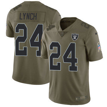 Nike Oakland Raiders #24 Marshawn Lynch Olive Men’s Stitched NFL Limited 2017 Salute To Service Jersey