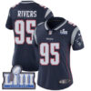 #95 Limited Derek Rivers Navy Blue Nike NFL Home Women’s Jersey New England Patriots Vapor Untouchable Super Bowl LIII Bound