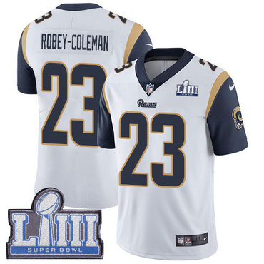 #23 Limited Nickell Robey-Coleman White Nike NFL Road Men’s Jersey Los Angeles Rams Vapor Untouchable Super Bowl LIII Bound