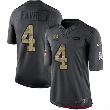 Men’s Green Bay Packers #4 Brett Favre Black Anthracite 2016 Salute To Service Stitched NFL Nike Limited Jersey