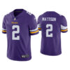 Men’s Minnesota Vikings #2 Alexander Mattison Purple Vapor Untouchable Limited Stitched Jersey
