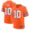Men’s Denver Broncos #10 Bo Nix Orange Mile High Collection F.U.S.E. 1977 Throwback Stitched Game Jersey
