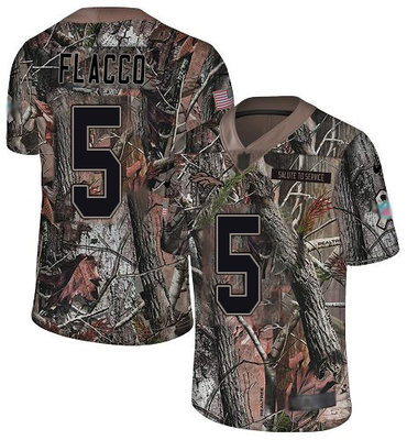 Men’s Denver Broncos #5 Joe Flacco Camo Stitched Football Limited Rush Realtree Jersey