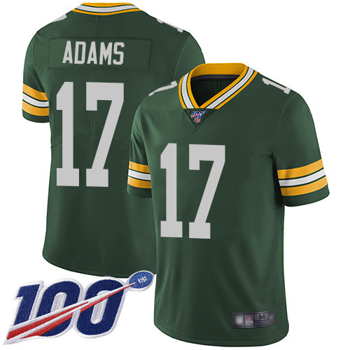 Packers #17 Davante Adams Green Team Color Men’s Stitched Football 100th Season Vapor Limited Jersey