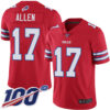 Bills #17 Josh Allen Red Men’s Stitched Football Limited Rush 100th Season Jersey