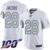 Raiders #28 Josh Jacobs White Men’s Stitched Football Limited Rush 100th Season Jersey