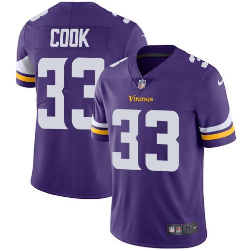 Nike Minnesota Vikings #33 Dalvin Cook Purple Team Color Men’s Stitched NFL Vapor Untouchable Limited Jersey