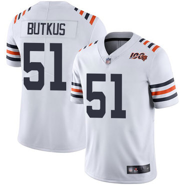 Bears #51 Dick Butkus White Alternate Men’s Stitched Football Vapor Untouchable Limited 100th Season Jersey