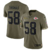 Men’s Kansas City Chiefs #58 Derrick Thomas 2022 Olive Salute To Service Limited Stitched Jersey