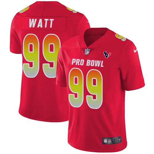 Nike Houston Texans #99 J.J. Watt Red Men’s Stitched NFL Limited AFC 2019 Pro Bowl Jersey
