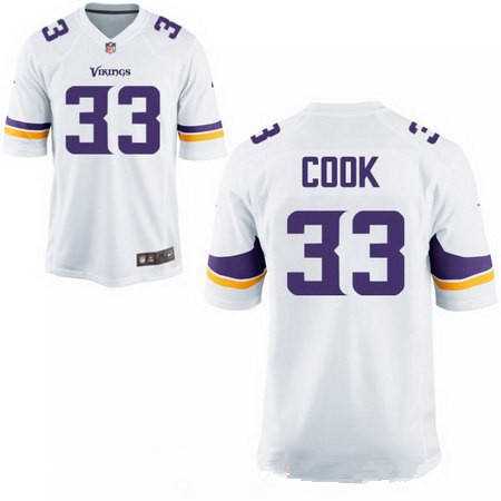Men’s 2017 NFL Draft Minnesota Vikings #33 Dalvin Cook White Road Stitched NFL Nike Elite Jersey